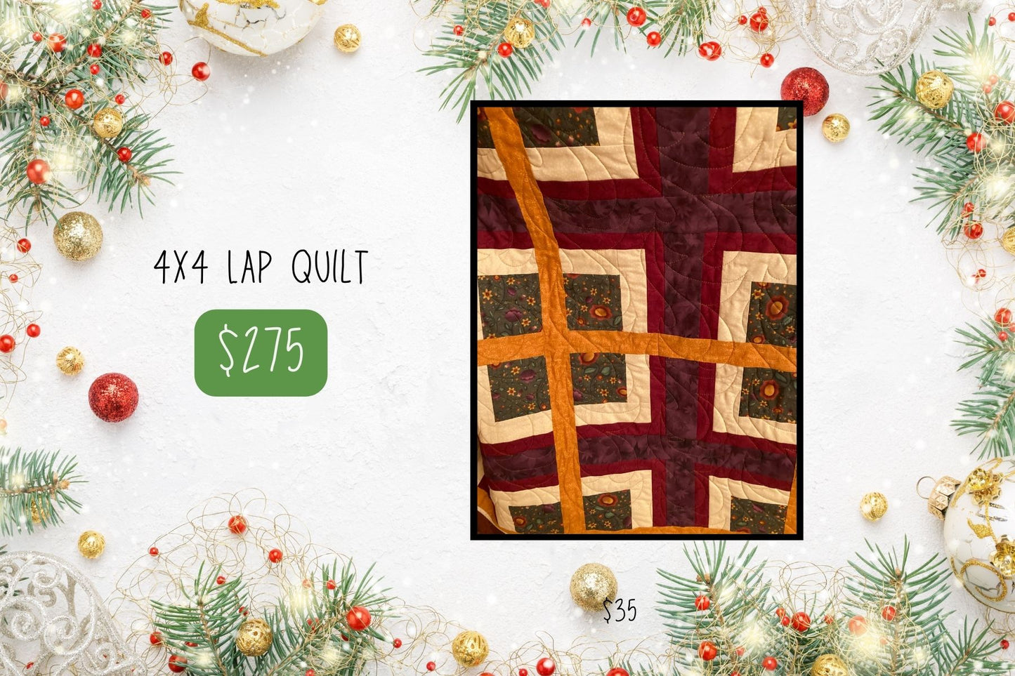 Red and Green Handcrafted 4x5 Quilt