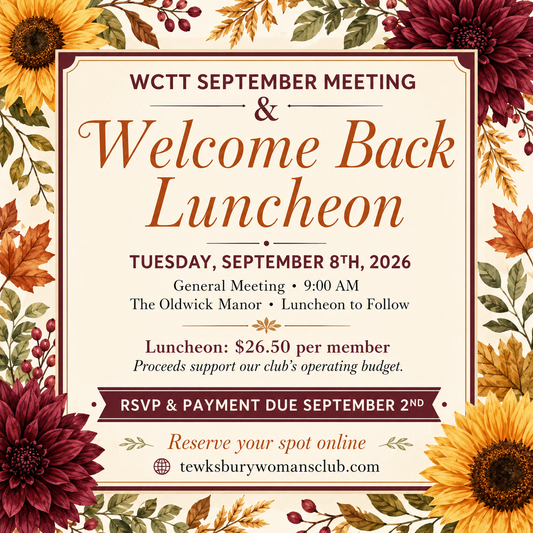 2026 Welcome Back September Luncheon - Reserve Your Spot