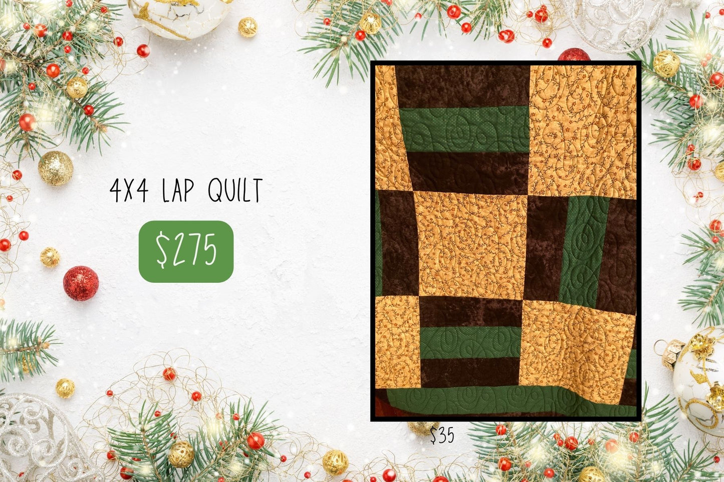 Green and Black Handcrafted 4x5 Quilt