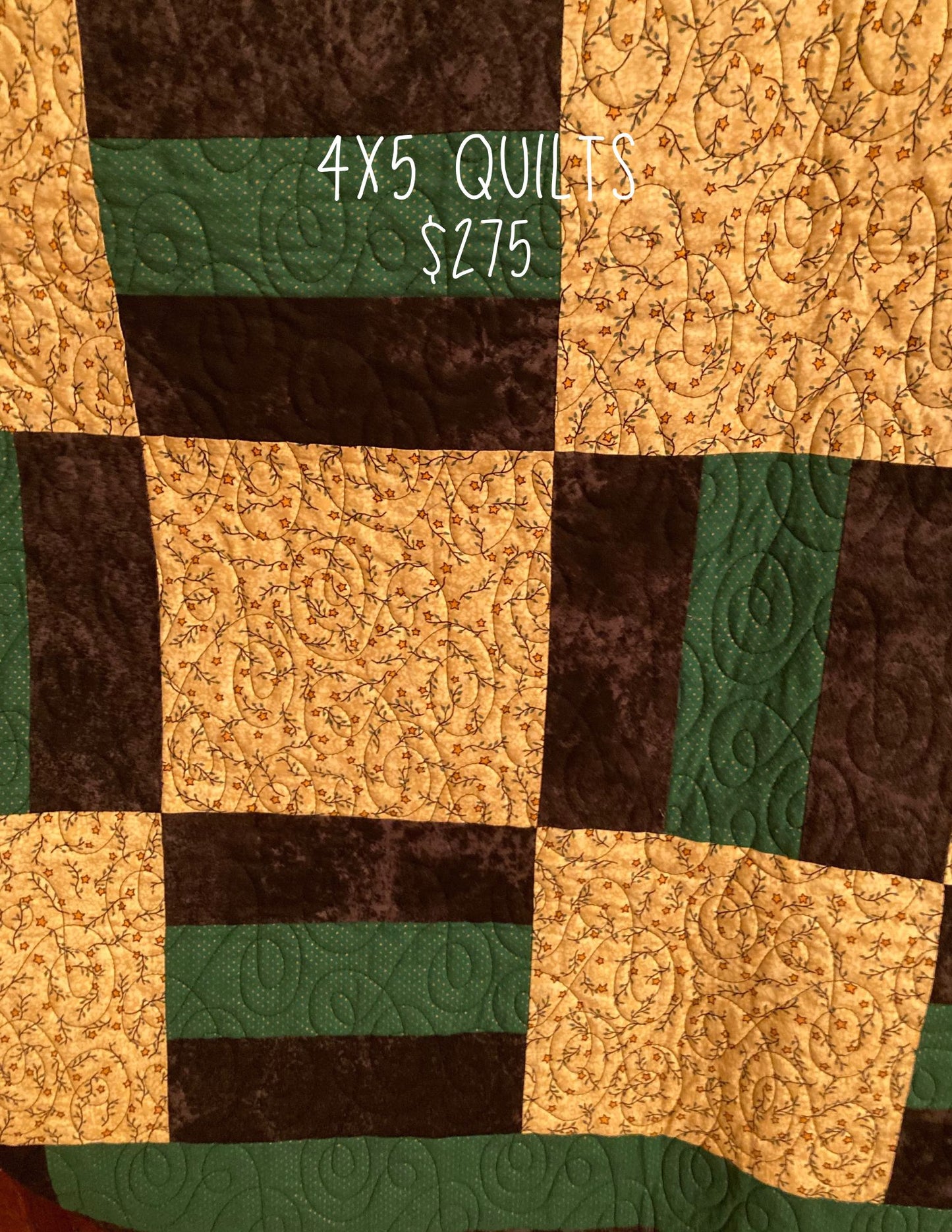 Green and Black Handcrafted 4x5 Quilt